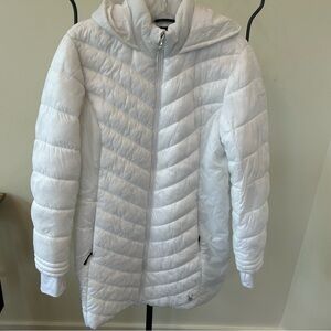 SPYDER White Hooded Knee Length Coat Medium
